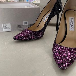 Jimmy Choo Pink/Black Romy 100 Course Glitter Degrade